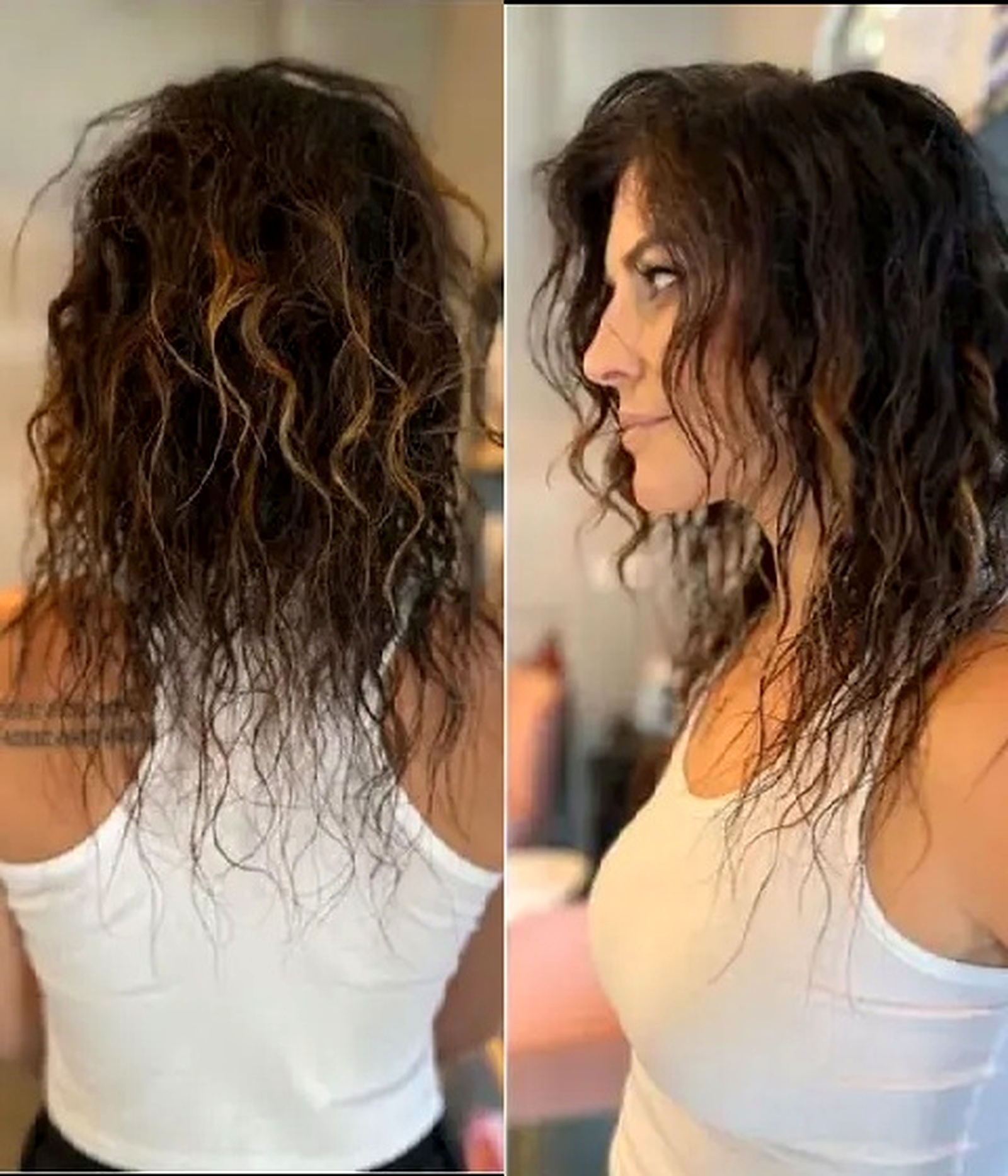 Before blended brunette extensions